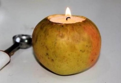 Portavelas de manzana