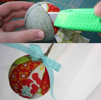 Como hacer esferas de navidad con tela