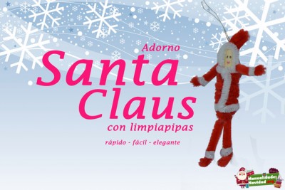 Papá Noel colgante con limpiapipas